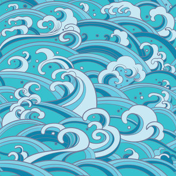 seamless pattern with water waves and splashes