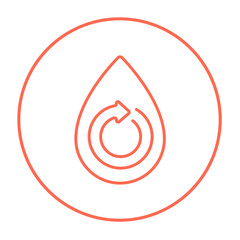 Water drop with circular arrow line icon.