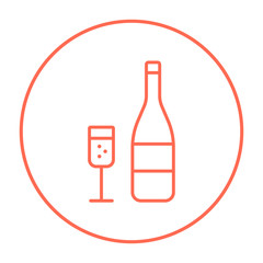 Bottle of champaign and glass line icon.