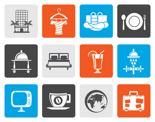 Flat Hotel, motel and holidays icons - vector icon set