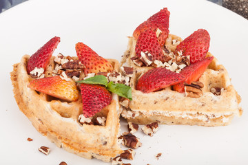 waffles with strawberries