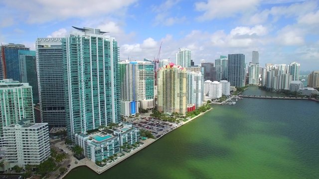 Aerial drone footage of Brickell Miami FL