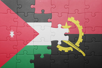 puzzle with the national flag of angola and jordan