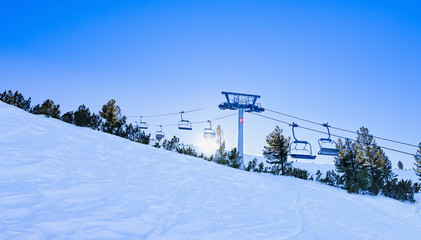 Fototapeta na wymiar chair lift for skiing