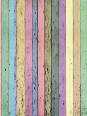 vecchi listelli di legno colorati pastello