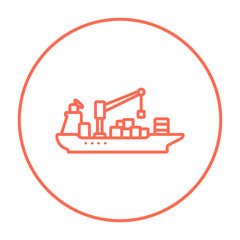 Cargo container ship line icon.