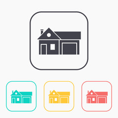 Home and garage, vector color icon set