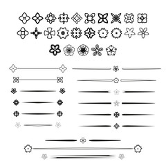 A diverse collection of vector dividers, bumpers, frames, ornaments. Floral elements