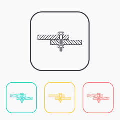 Bolt and nut color icon set, vector illustration