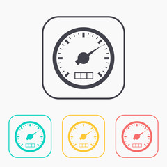 vector color icon set of gauge