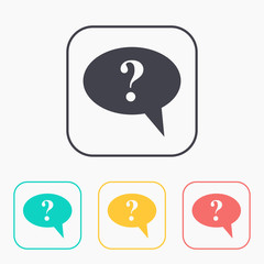 color icon set of speech bubble with question mark, vector illustration
