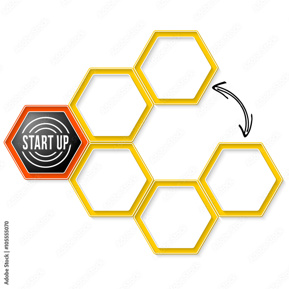 Poster vector hexagons for your text and start up symbol