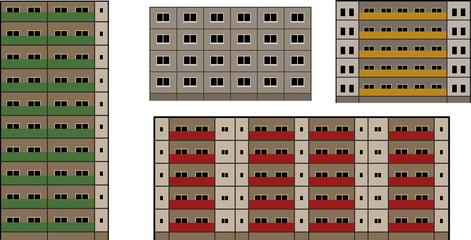4 Plattenbau Geb&auml;ude // Vektor