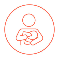 Woman nursing baby line icon.