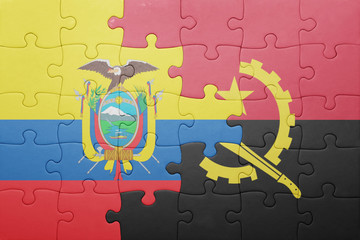 puzzle with the national flag of angola and ecuador