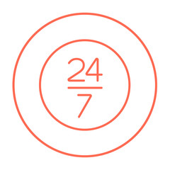 Open 24 hours and 7 days in wheek sign line icon.