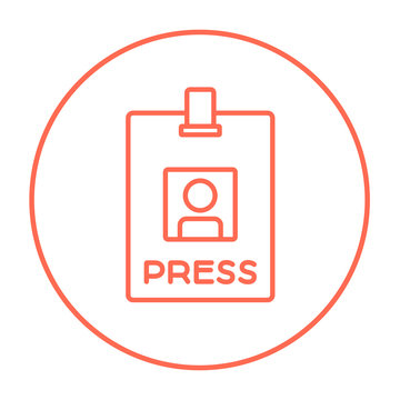 Press pass ID card line icon.