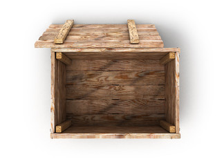 old wooden box isolated on white background