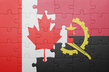 puzzle with the national flag of angola and canada