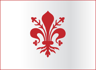 Flag of Florence vector illustration. Coat of arms of Florence - Tuscany (Italy). The fleur de lis of Florence, or France - obrazy, fototapety, plakaty
