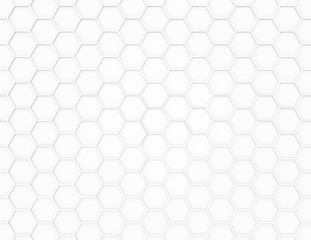 Abstract white 3D render hexagonal geometric structure background