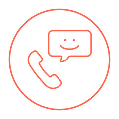 Receiver with speach square line icon.