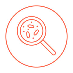 Microorganisms under magnifier line icon.