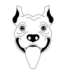Black and white dog's head vector, testa di cane vettoriale in bianco e nero da colorare