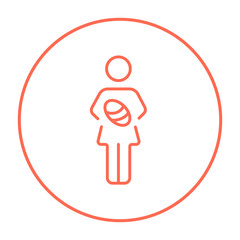 Woman holding baby line icon.