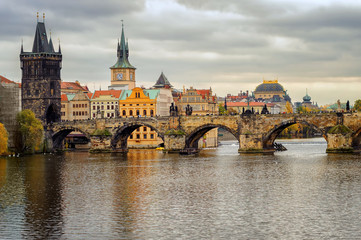 Charles Bridge and the old town of Prague, Czech Republic