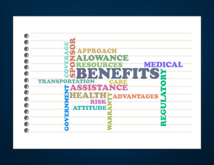 Benefits,medical,alowance crossword concept