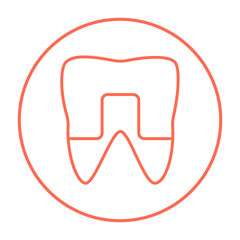 Fototapeta premium Crowned tooth line icon.
