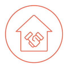 Handshake and successful real estate transaction line icon.
