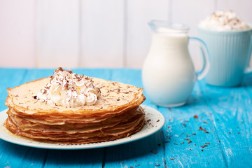 Breakfast with pancakes