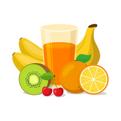 Glass of fruit juice.