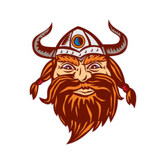 Viking Warrior Head Angry Isolated Retro