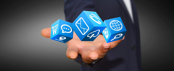 Businessman using modern digital icon application
