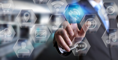 Businessman using modern digital applications interface