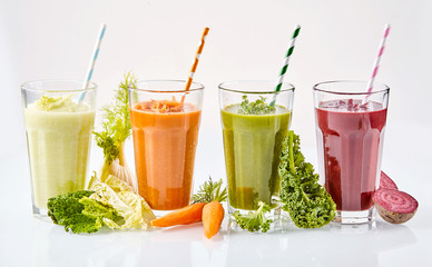 Fresh healthy vegetarian veggie smoothies