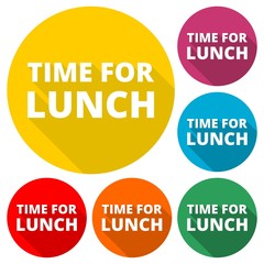 Time For Lunch icons set with long shadow