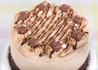 Chocolate Caramel Layer Cake Closeup