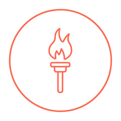 Burning olympic torch line icon.