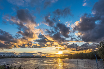 Amazing evening cloudscape at the river