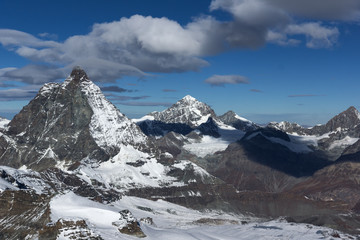 Winter panorama of mount Matterhorn, Canton of Valais, Alps, Switzerland 