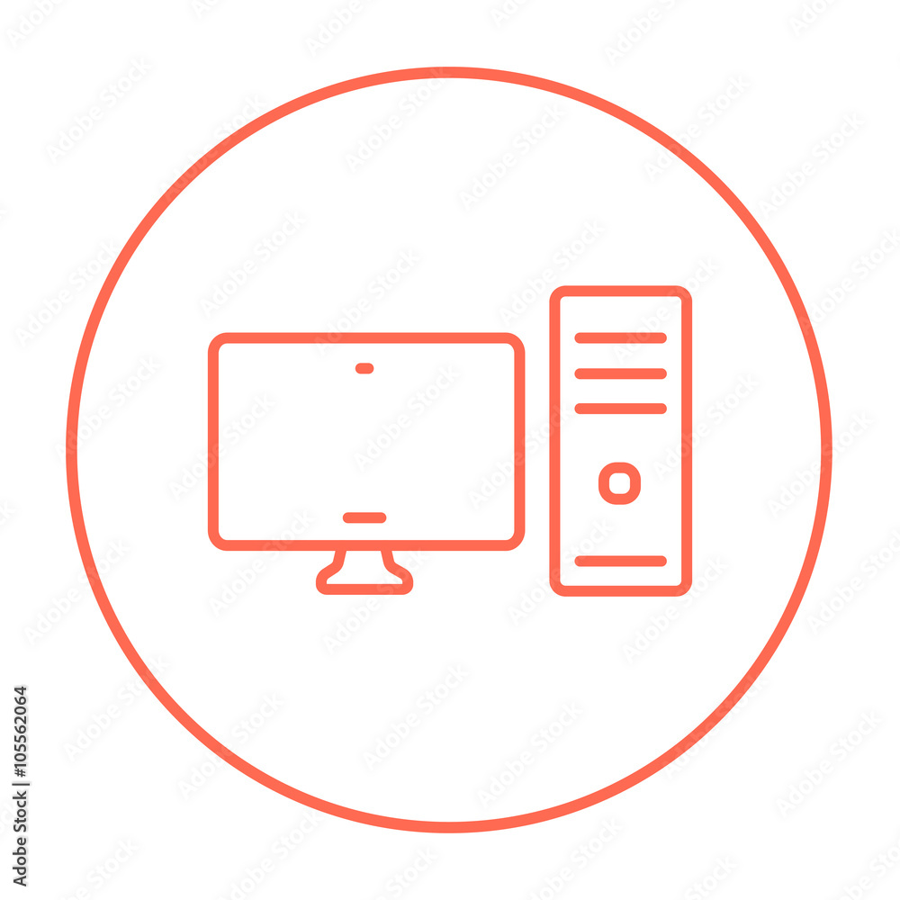 Poster cpu and monitor line icon