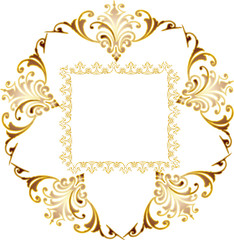 Abstract flloral golden victorian style frame with copy space for text 