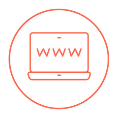 Website on laptop screen line icon