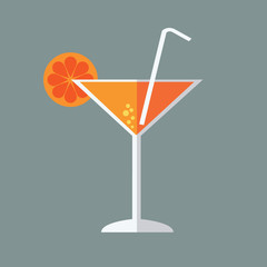 Cocktail Icon. Flat Vector Icon