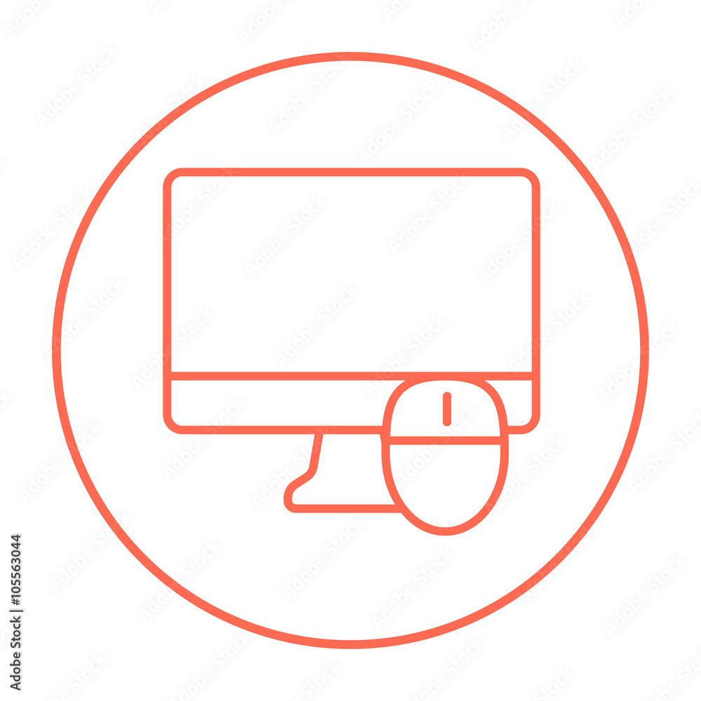 Poster computer monitor and mouse line icon