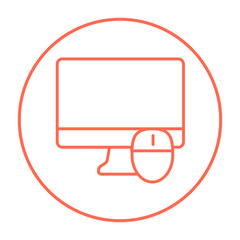Computer monitor and mouse line icon